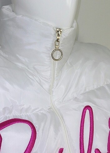 Barbie Crop Şişme Yelek Beyaz Pembe - Görsel 2