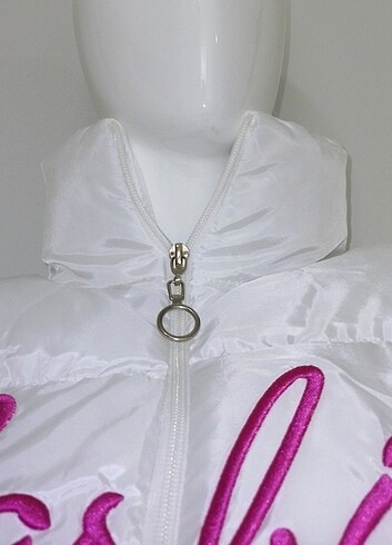 Barbie Crop Şişme Yelek Beyaz Pembe - Görsel 4