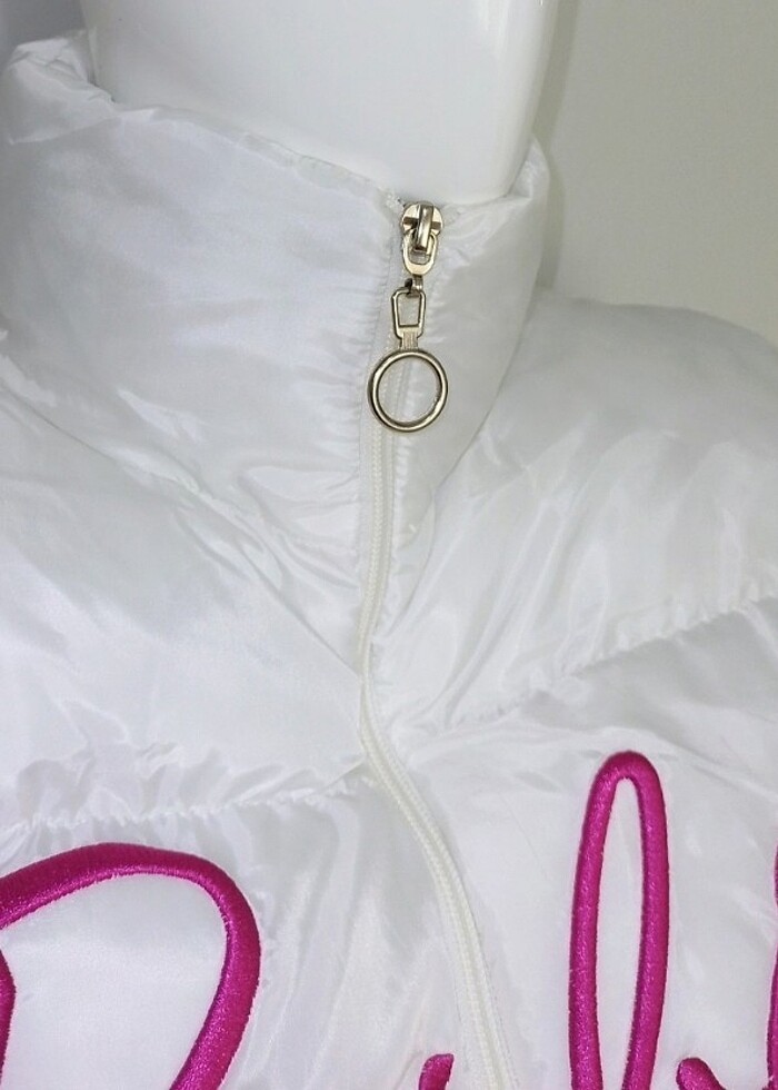 Barbie Crop Şişme Yelek Beyaz Pembe - Görsel 2