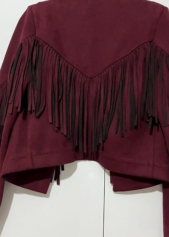 Trendyol & Milla Kovboy Püsküllü Nubuk Ceket Bordo