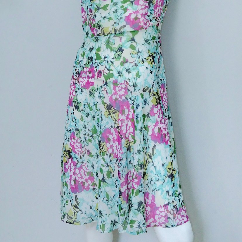 Çiçekli Midi Elbise Tatlı Turkuaz Pembe - Görsel 5