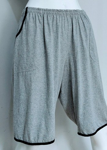 Gri Şort Günlük Rahat Yanları Cepli - Görsel 6