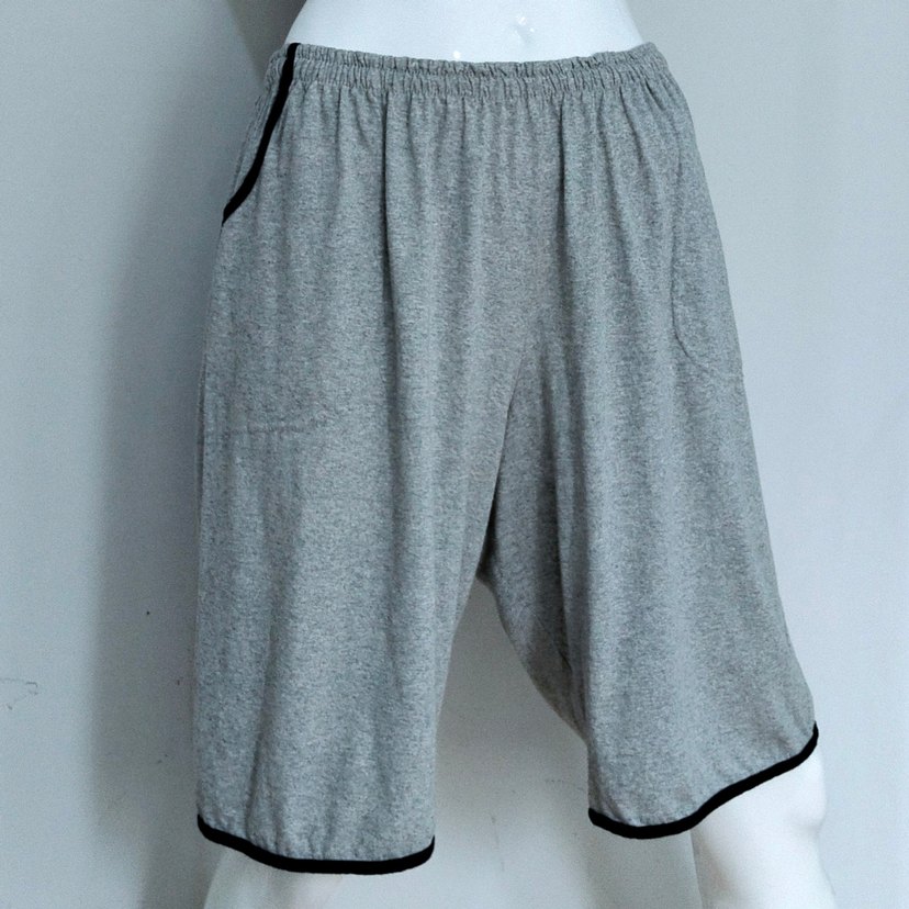 Gri Şort Günlük Rahat Yanları Cepli - Görsel 2