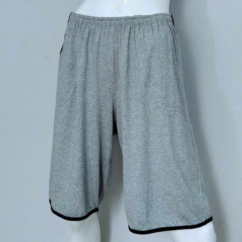 Gri Şort Günlük Rahat Yanları Cepli - Görsel 3