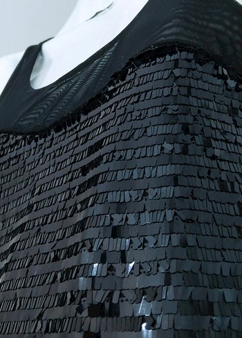 Payetli Askılı Siyah Elbise Mango - Görsel 4