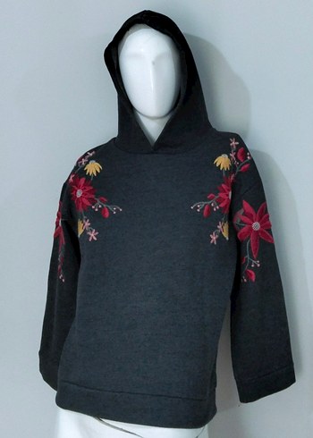 Zara 11-12 Yaş Kız Çocuk Çiçekli Sweat - Görsel 3