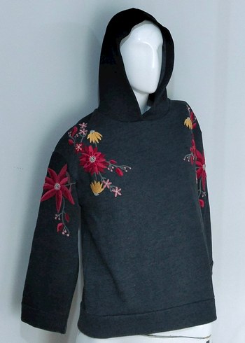 Zara 11-12 Yaş Kız Çocuk Çiçekli Sweat - Görsel 2