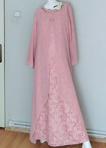 Tesettür Abiye Tül Pelerin Taşlı Etekli - Görsel 6