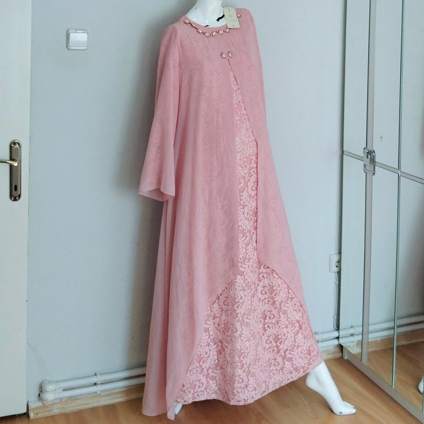 Tesettür Abiye Tül Pelerin Taşlı Etekli - Görsel 5