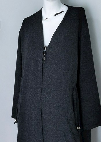 Gri Uzun Geniş Hırka 4 Beden Uzun Kollu - Görsel 4