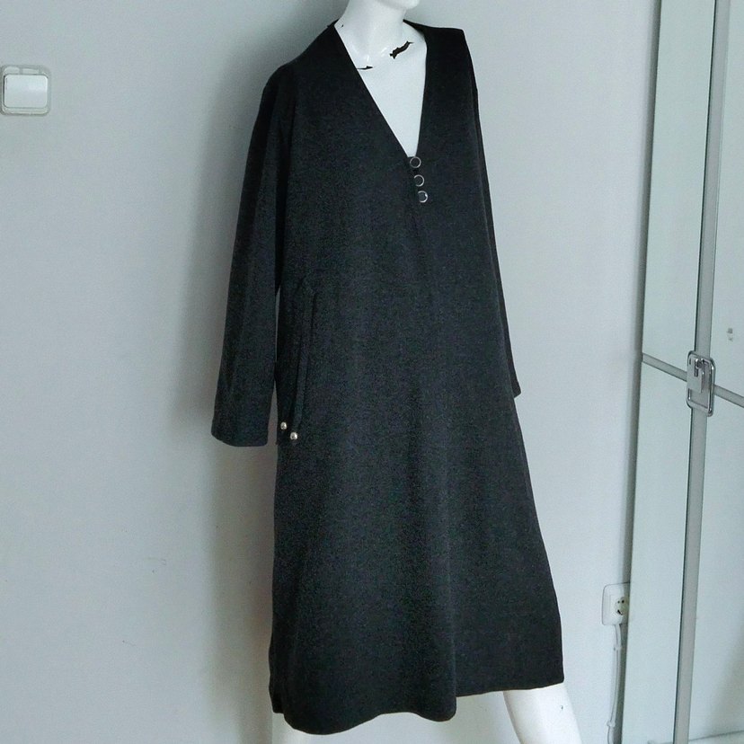 Gri Uzun Geniş Hırka 4 Beden Uzun Kollu - Görsel 3