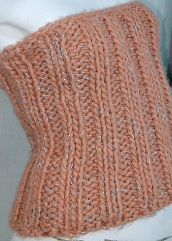 Simli Örgü Büstiyer Somon Straplez Kazak - Görsel 3