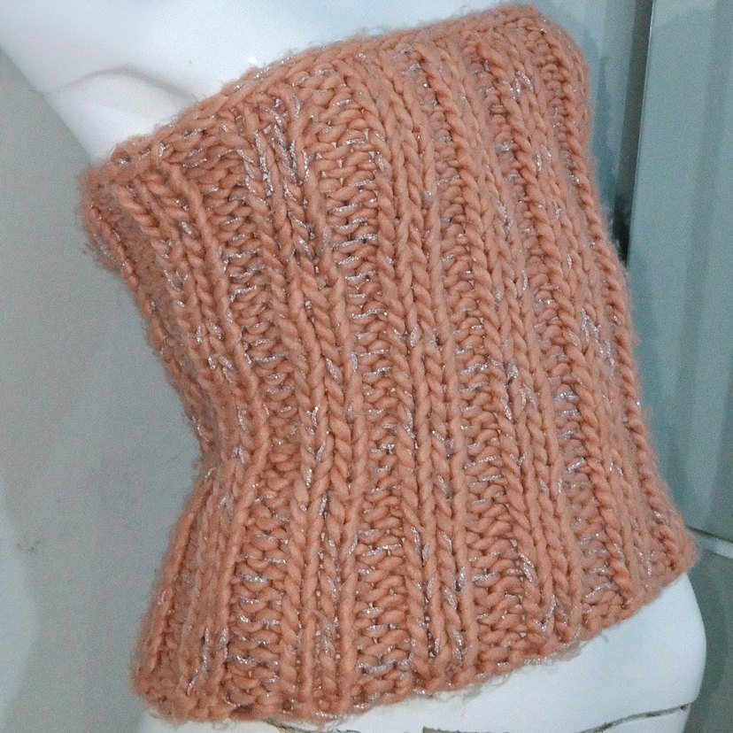 Simli Örgü Büstiyer Somon Straplez Kazak - Görsel 3