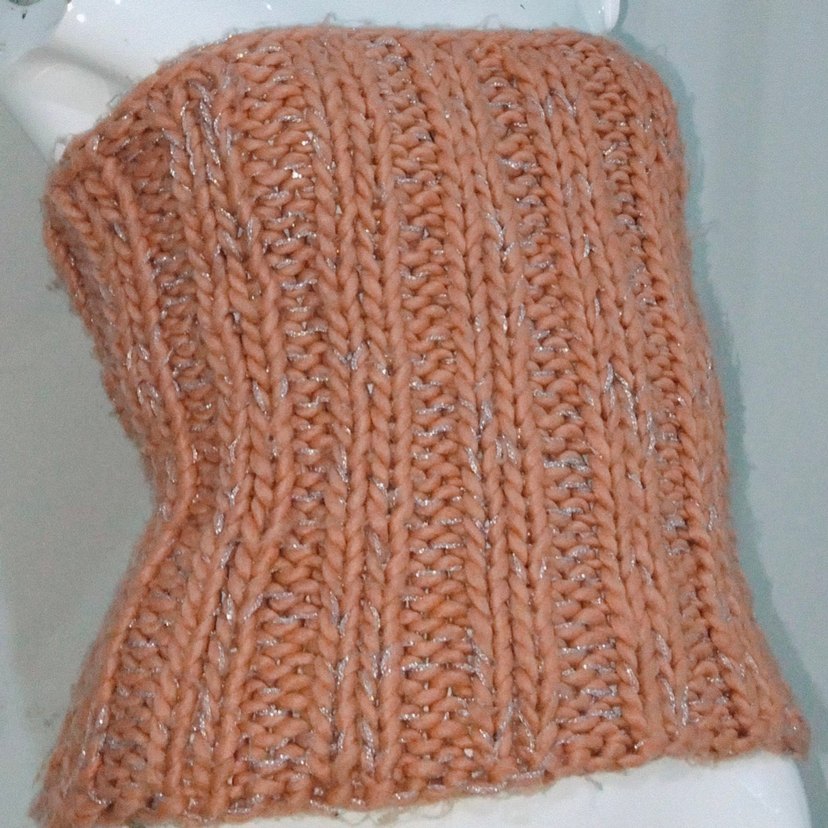 Simli Örgü Büstiyer Somon Straplez Kazak - Görsel 5