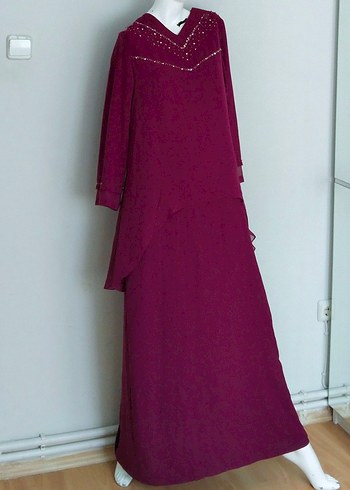 Tesettür Abiye Tül ve Taş Detaylı Etekli - Görsel 2