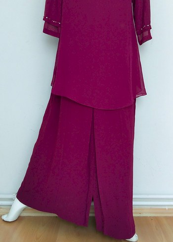 Tesettür Abiye Tül ve Taş Detaylı Etekli - Görsel 7