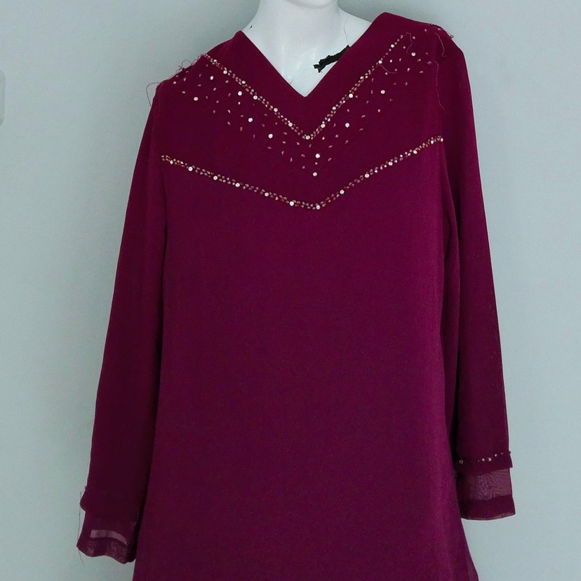 Tesettür Abiye Tül ve Taş Detaylı Etekli - Görsel 5