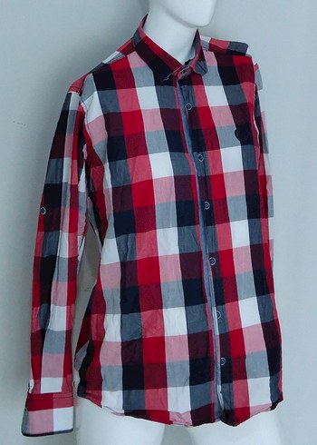 Erkek Gömlek Ekoseli Kırmızı Lacivert - Görsel 3