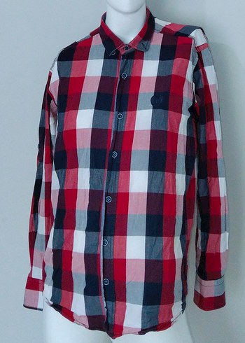 Erkek Gömlek Ekoseli Kırmızı Lacivert - Görsel 2