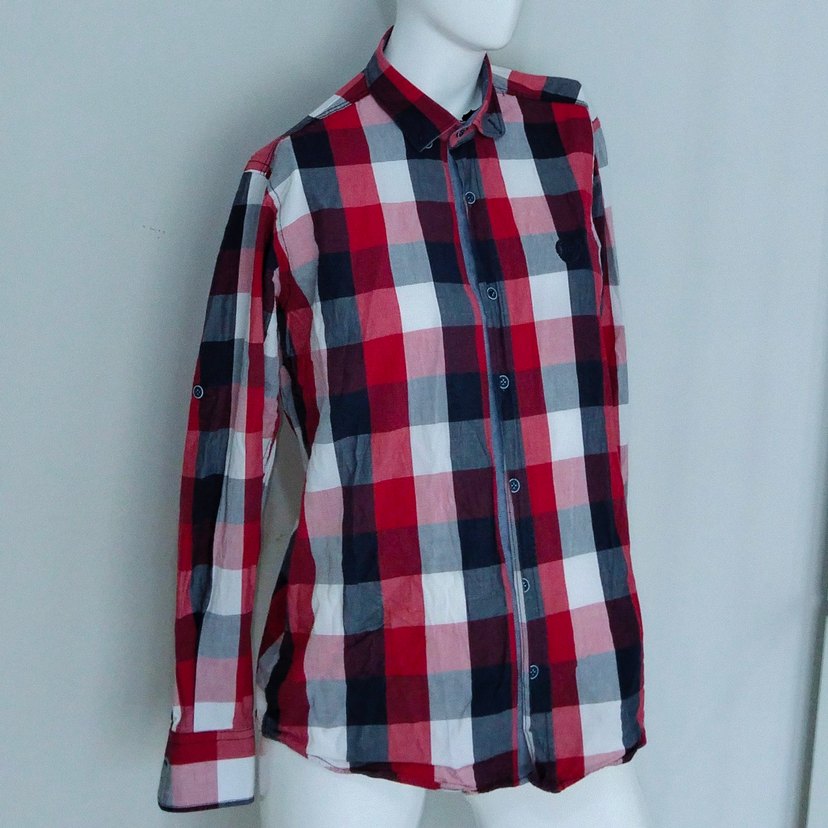 Erkek Gömlek Ekoseli Kırmızı Lacivert - Görsel 3