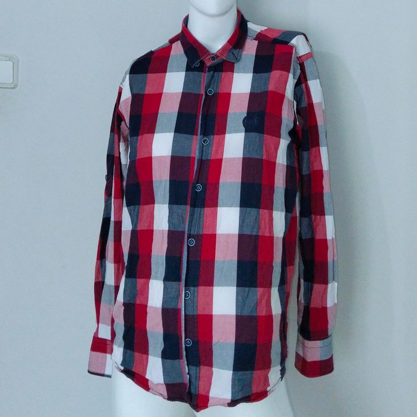 Erkek Gömlek Ekoseli Kırmızı Lacivert - Görsel 2