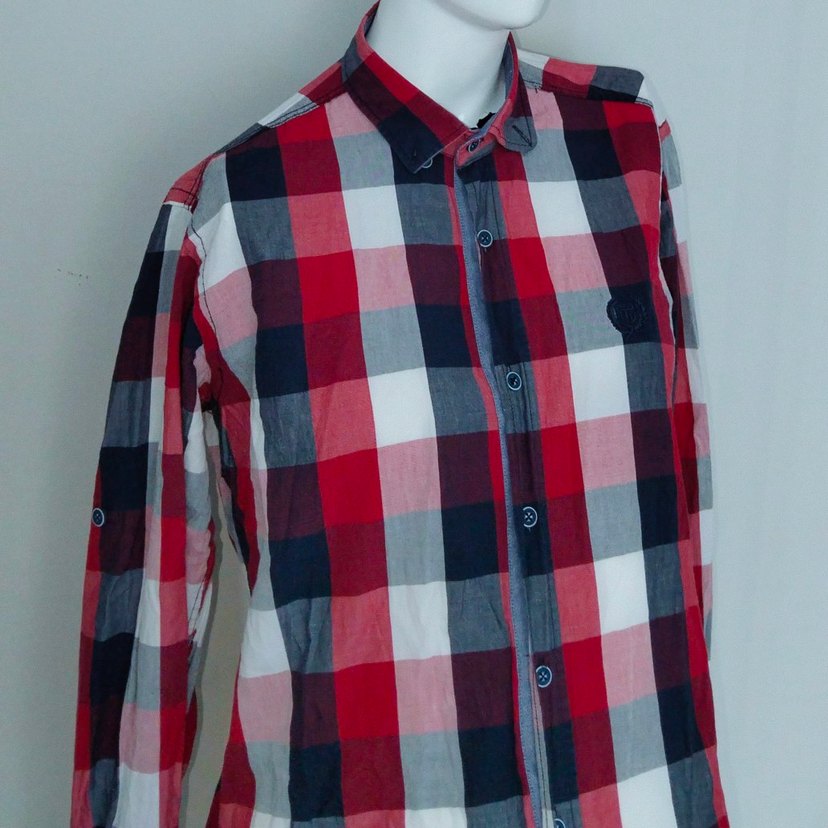 Erkek Gömlek Ekoseli Kırmızı Lacivert - Görsel 4