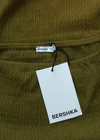 Bershka Yağ Yeşili Uzun Kollu Elbise XS - Görsel 7