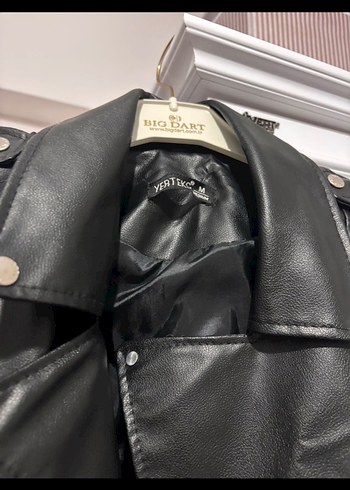 Siyah Kadın Deri Biker Ceket - Görsel 2