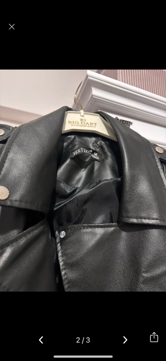 Siyah Kadın Deri Biker Ceket - Görsel 2