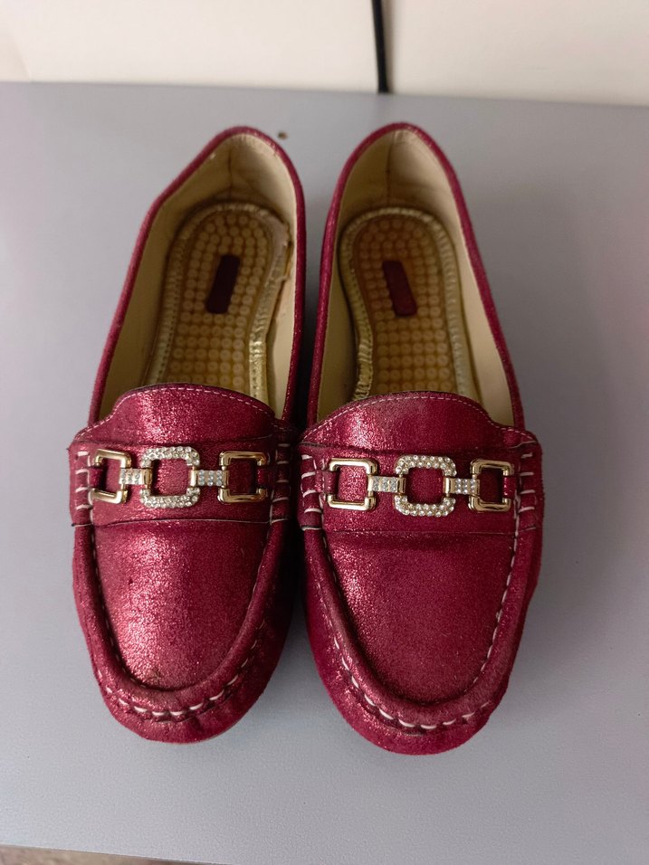 Bordo simli Kadın Düz babet Ayakkabı - Görsel 2