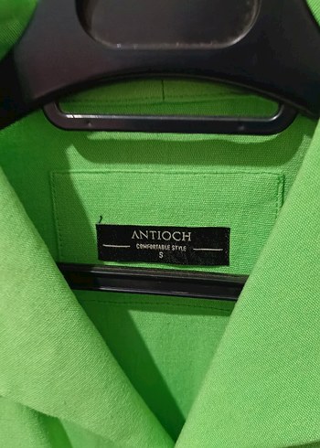 Düğmeli Yeşil Keten Gömlek Rahat kumaş - Görsel 3