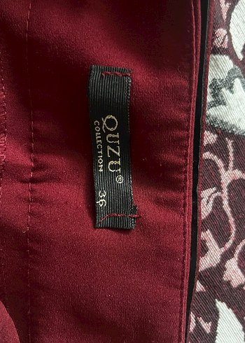 Bordo Kadın Midi Kumaş Pantolon - Görsel 2