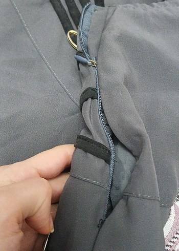 Gri Uzun Kadın Etek Kemerli - Görsel 2