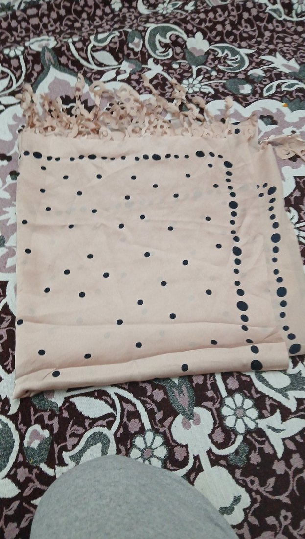 Bej Puantiyeli Bohem Kadın Fuları - Görsel 2