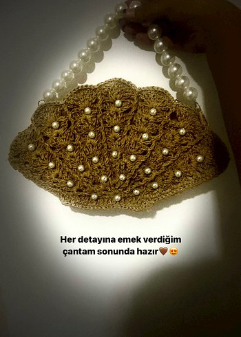 İnci Detaylı istiridye Örgü Kadın Çanta
