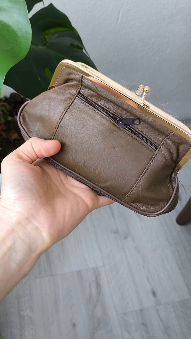 Bej Deri Kadın cüzdan - Görsel 3