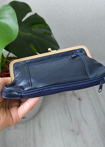 Deri lacivert Vintage Kadın Cüzdan - Görsel 4