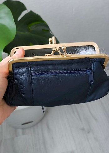 Deri lacivert Vintage Kadın Cüzdan - Görsel 3