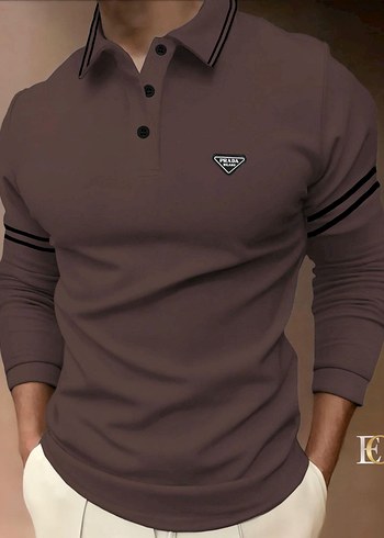 Uzun Kollu Siyah Erkek Polo Tişört - Görsel 3