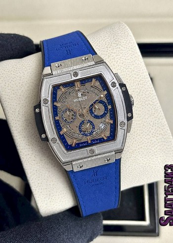 Hublot Mavi Deri Kayisli Seffaf Tasarim