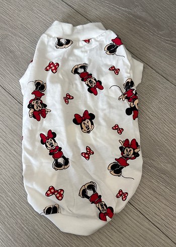 Düğmeli Beyaz Minnie Baskılı Köpek Kıyafeti