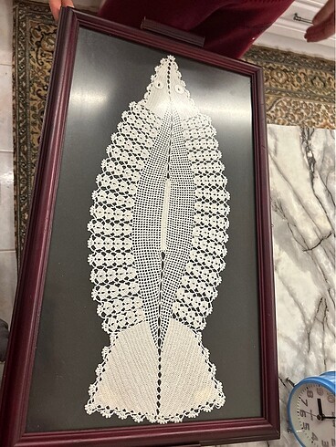 El örgüsü dantel tepsi canlı antika