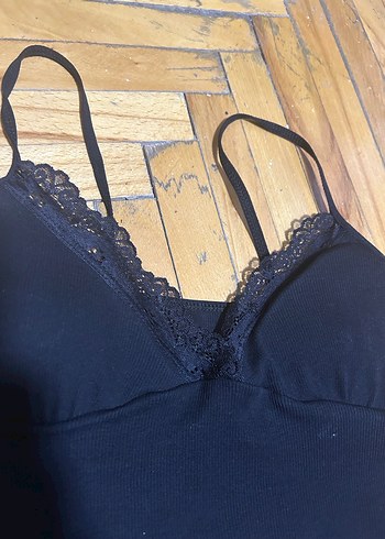 Diğer Siyah Dantel Detaylı Mini Goth Bralet
