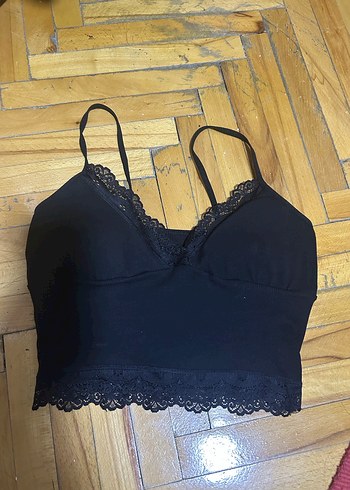 Siyah Dantel Detaylı Mini Goth Bralet