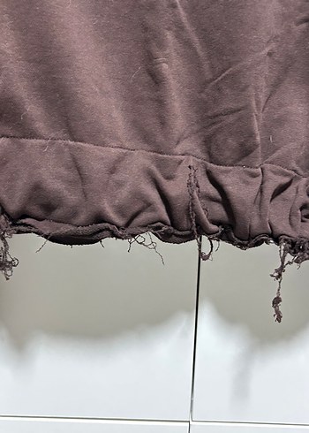 s Beden Kahverengi Yarım Fermuarlı Salaş Sweatshirt
