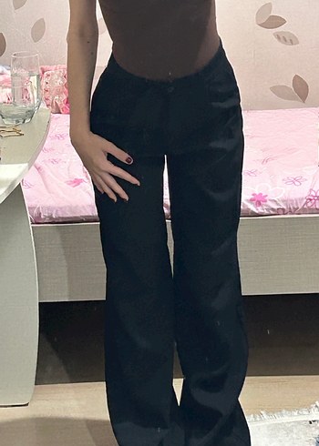 Siyah Kadın Wide Leg Kumaş Pantolon - Görsel 2