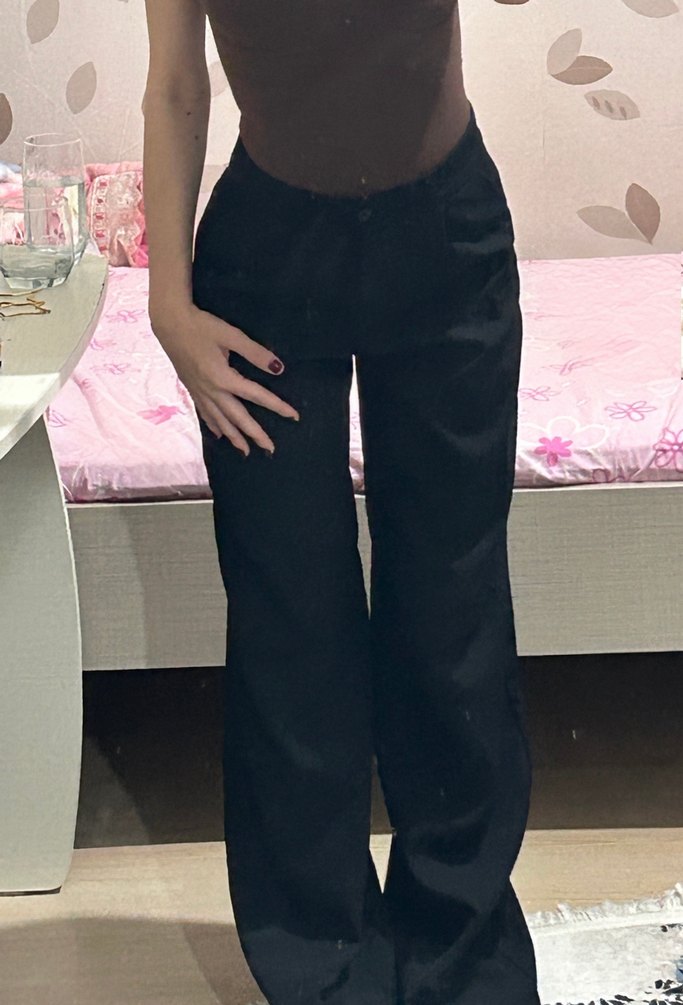 Siyah Kadın Wide Leg Kumaş Pantolon - Görsel 2