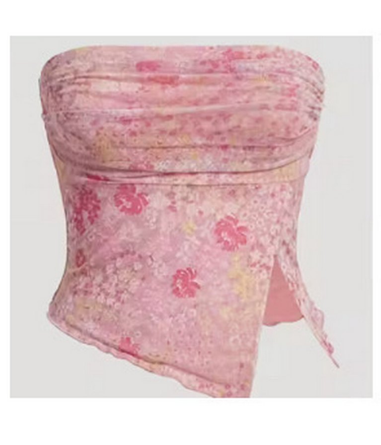 Shein Pembe Straplez Crop - Görsel 3