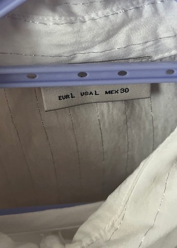 l Beden Beyaz Keten Kadın Gömlek