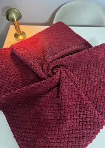 Bordo Alize puff Örgü Çocuk Battaniyesi - Görsel 2